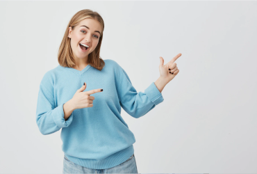 Woman wearing a blue color sweater